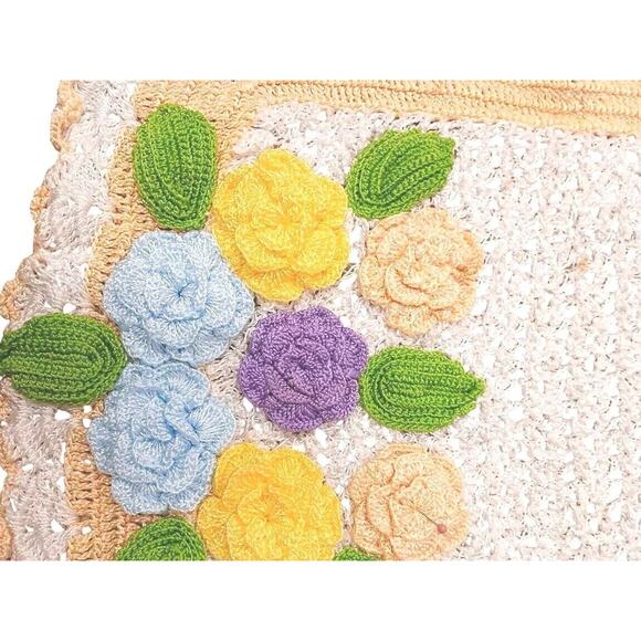 Colorful Crochet Lace 38x17 Rose DRESSER Doiley Tablecoth Grannycore Cottagecore - Picture 8 of 8